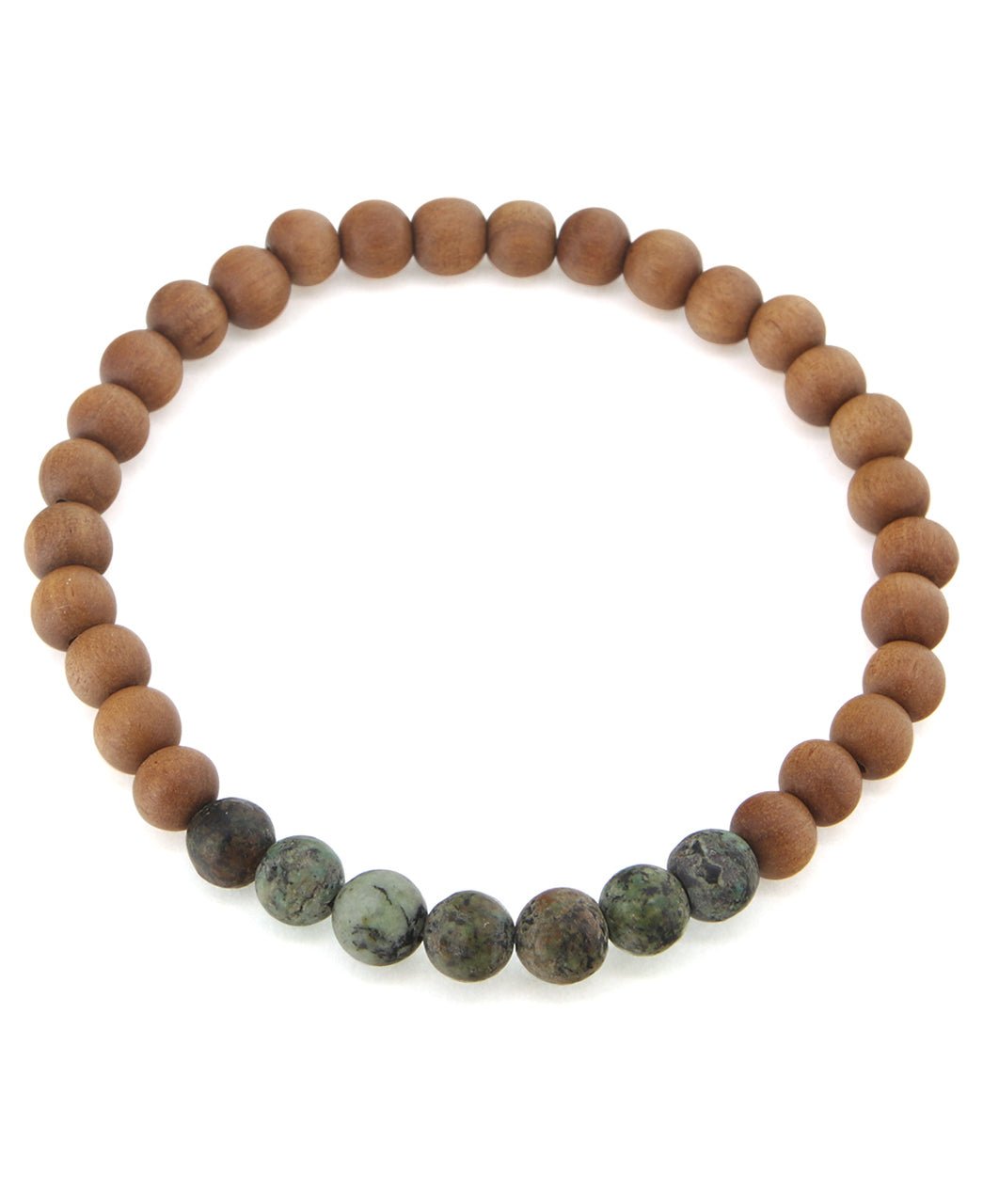 Gemstone and Sandalwood Mala Beaded Bracelet - Bracelets African Turquoise