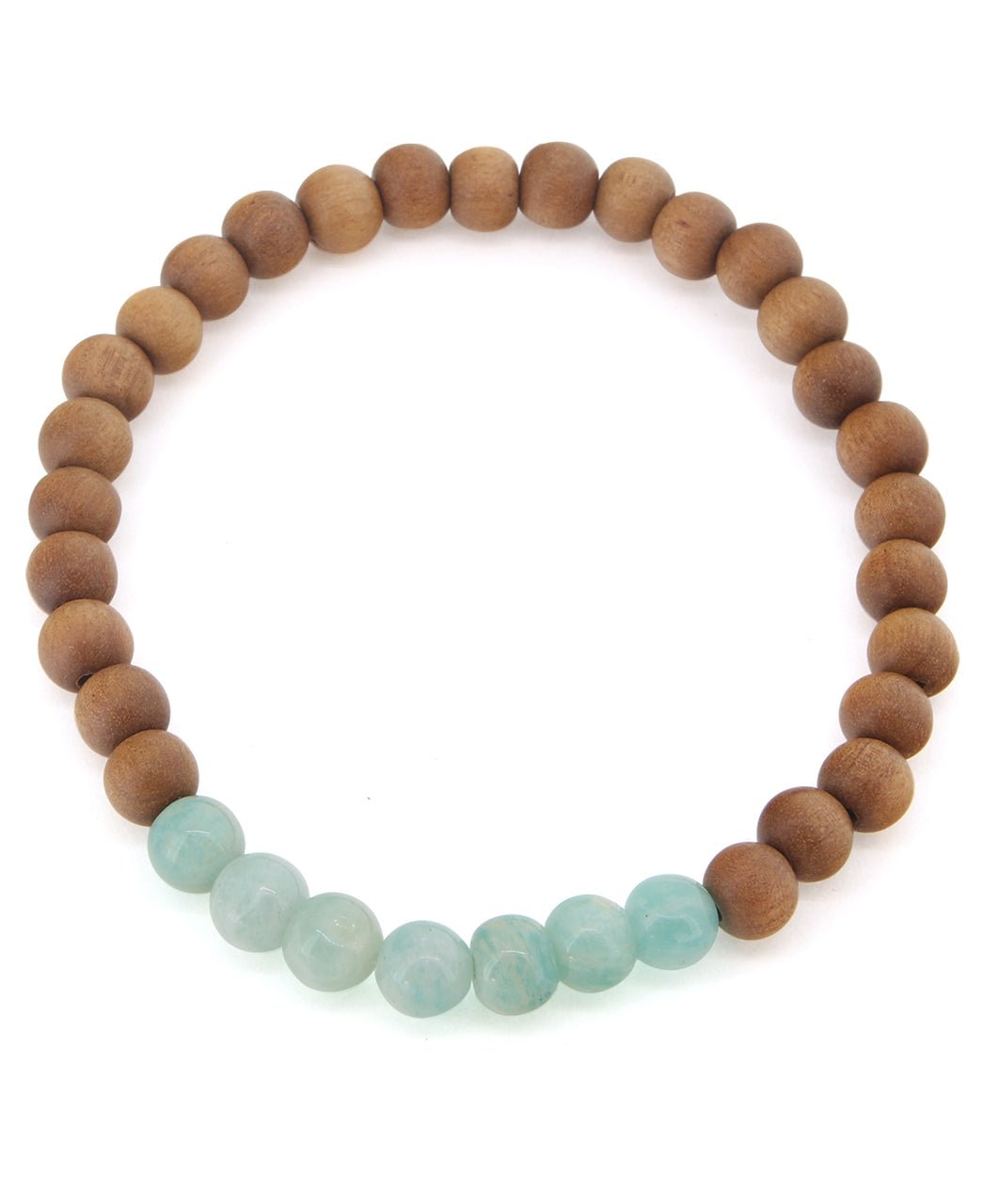 Gemstone and Sandalwood Mala Beaded Bracelet - Bracelets Amazonite