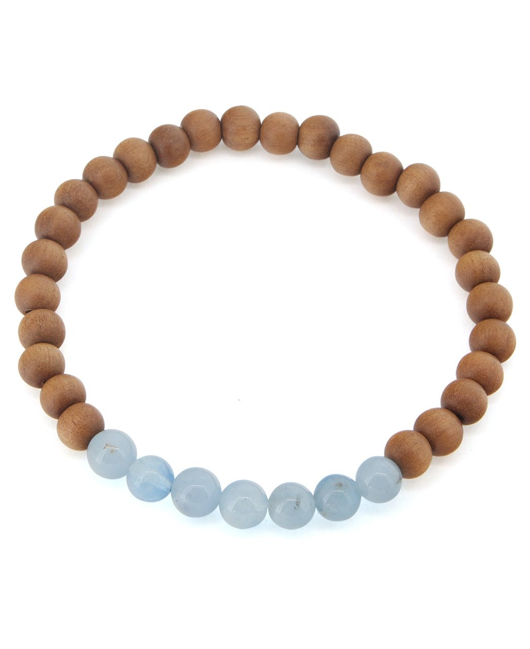Gemstone and Sandalwood Mala Beaded Bracelet - Bracelets Aquamarine