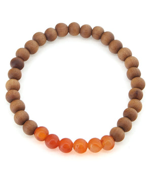 Gemstone and Sandalwood Mala Beaded Bracelet - Bracelets Carnelian