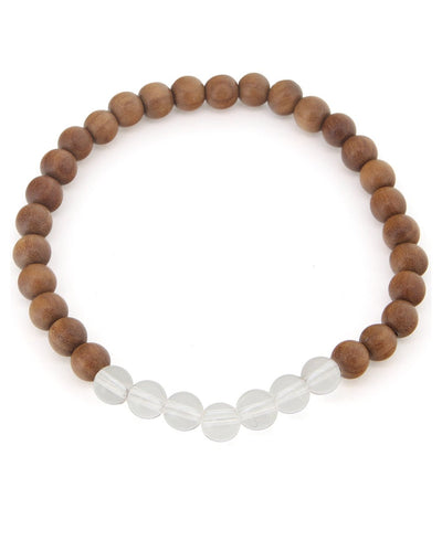 Gemstone and Sandalwood Mala Beaded Bracelet - Bracelets Clear Quartz