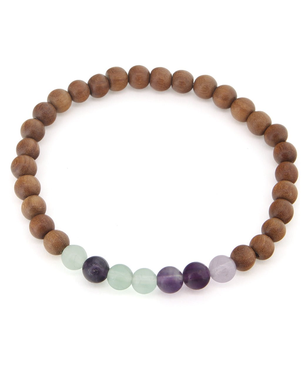 Gemstone and Sandalwood Mala Beaded Bracelet - Bracelets Fluorite