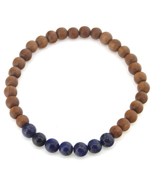 Gemstone and Sandalwood Mala Beaded Bracelet - Bracelets Lapis