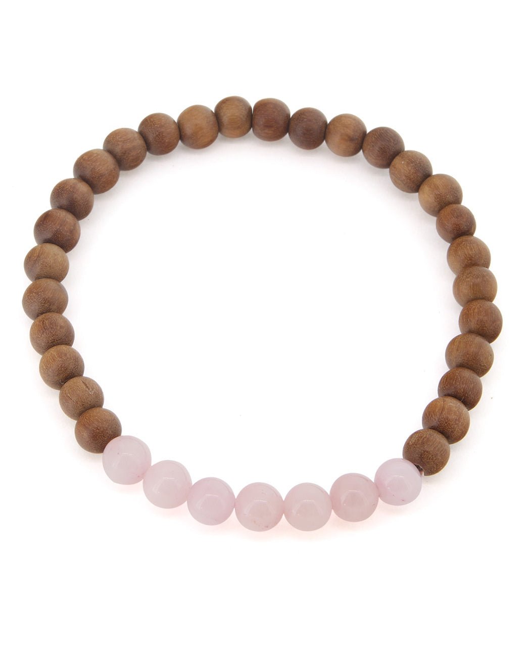 Gemstone and Sandalwood Mala Beaded Bracelet - Bracelets Rose Quartz