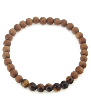 Gemstone and Sandalwood Mala Beaded Bracelet - Bracelets Tiger’s Eye