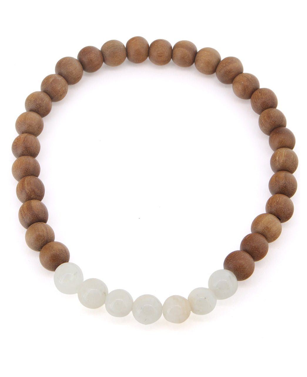 Gemstone and Sandalwood Mala Beaded Bracelet - Bracelets White Moonstone