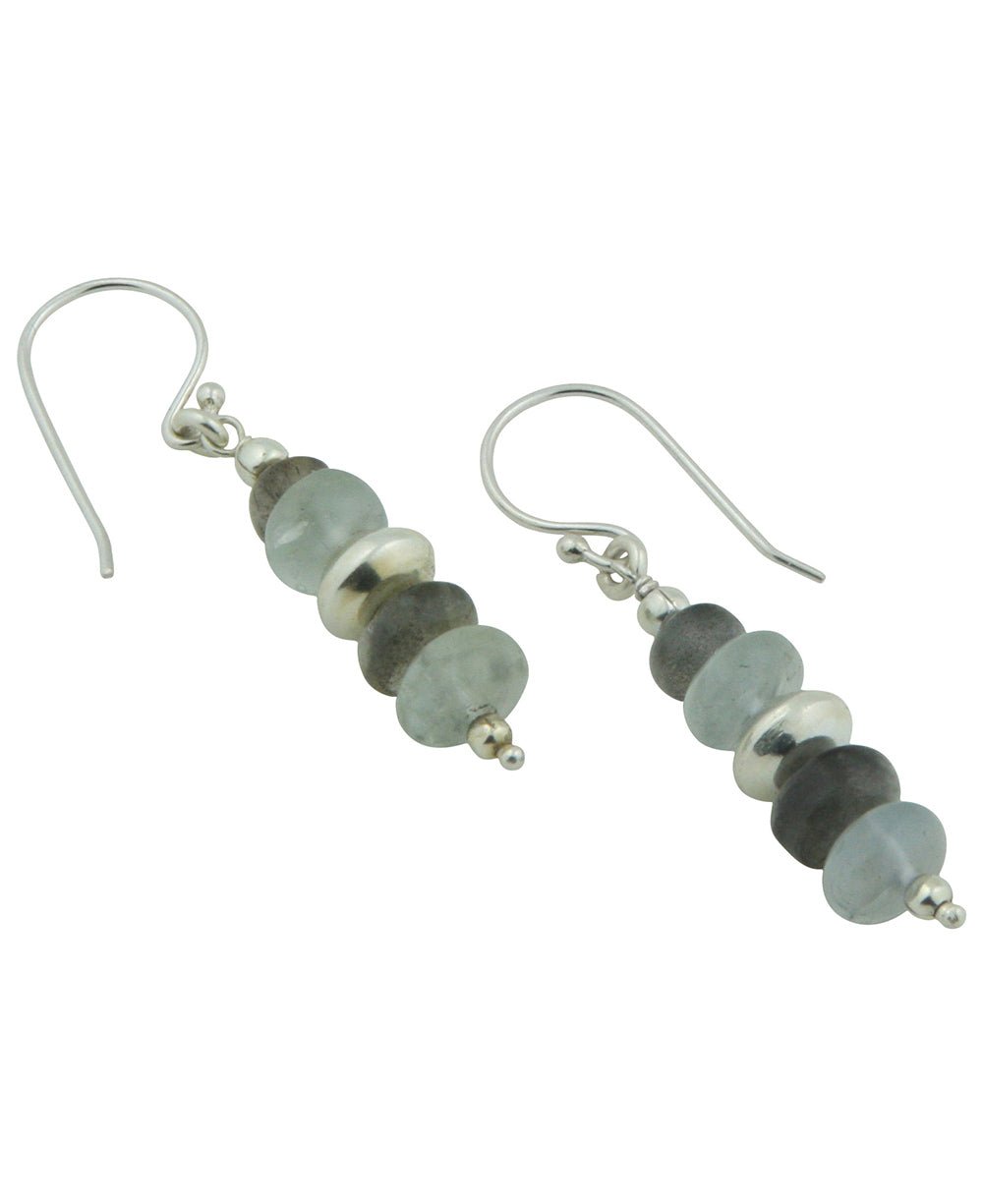 Gemstone Cairn Earrings, Labradorite and Aquamarine -