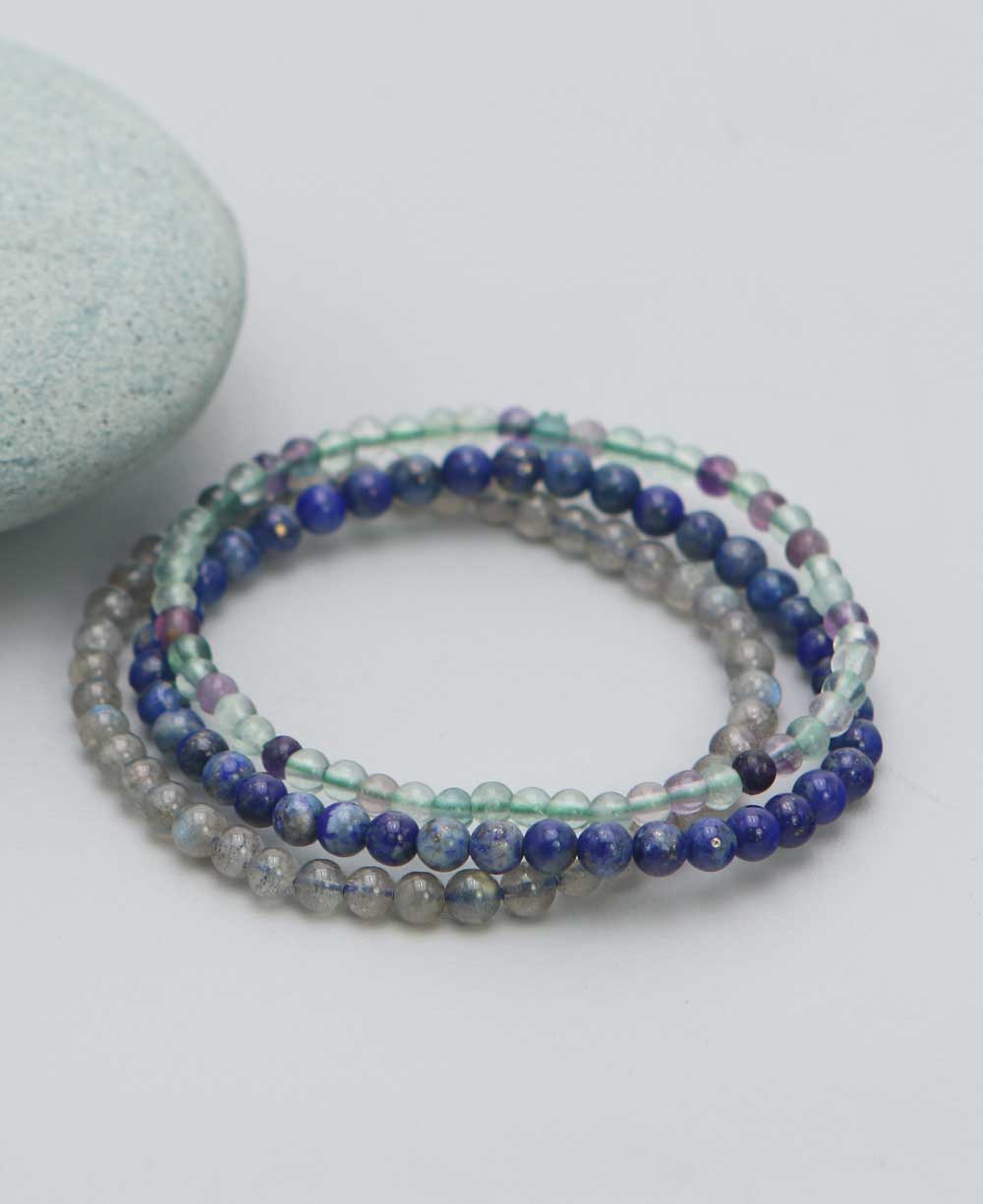 Gemstone Energy Bracelets for Insight and Intuition, Set of 3 - Bracelets