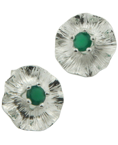 Gemstone Lotus Pad Earrings, Sterling Silver - Earrings