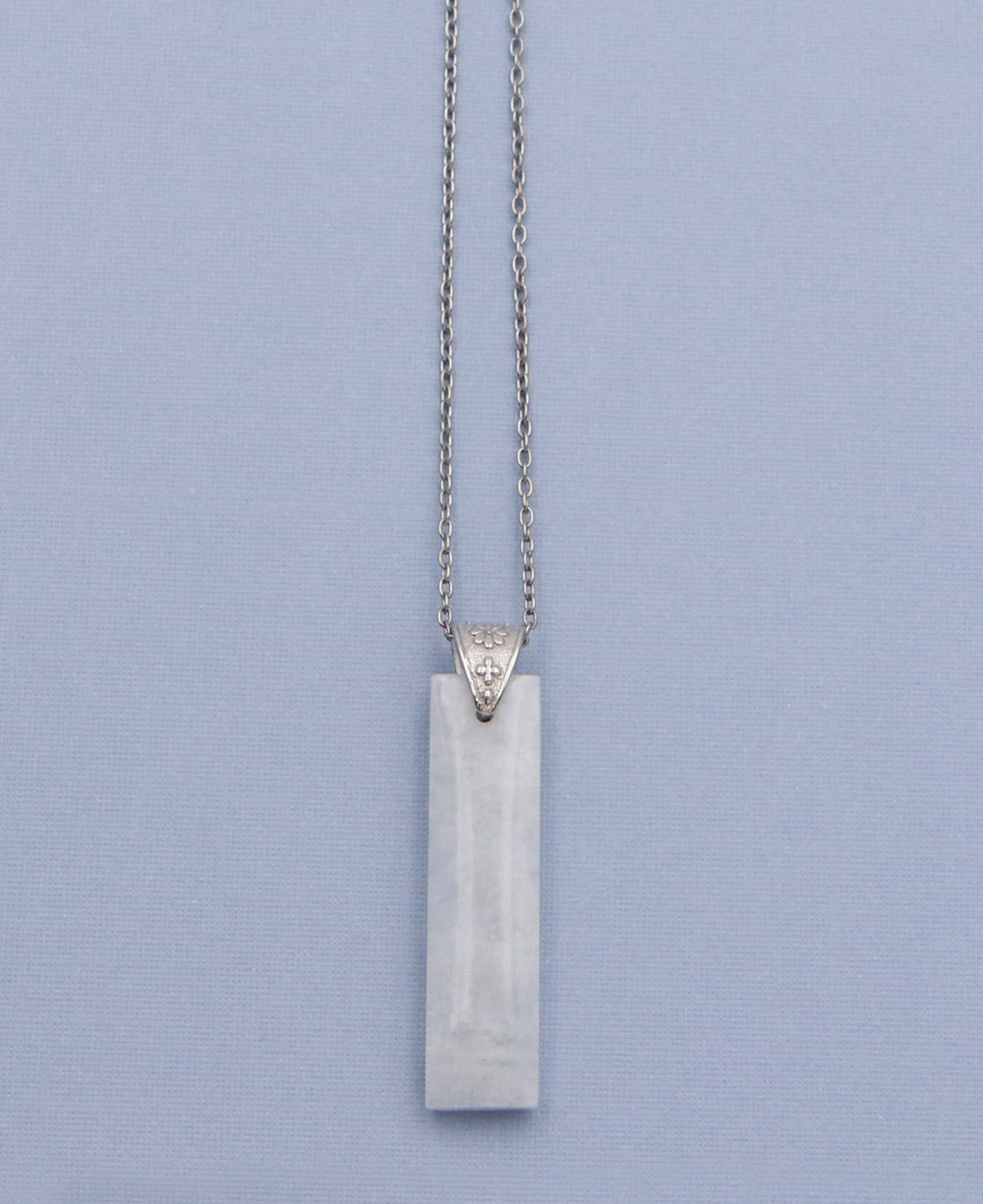 Gemstone Vertical Bar Necklace in Soothing Moonstone - Necklaces