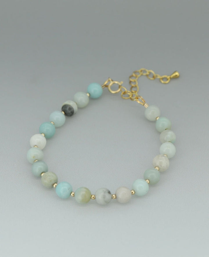 Gemstone Wrist Mala Bracelet, 20 Beads - Bracelets Amazonite