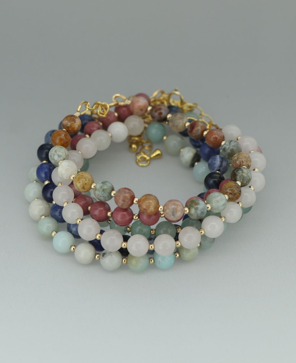 Gemstone Wrist Mala Bracelet, 20 Beads - Bracelets Amazonite