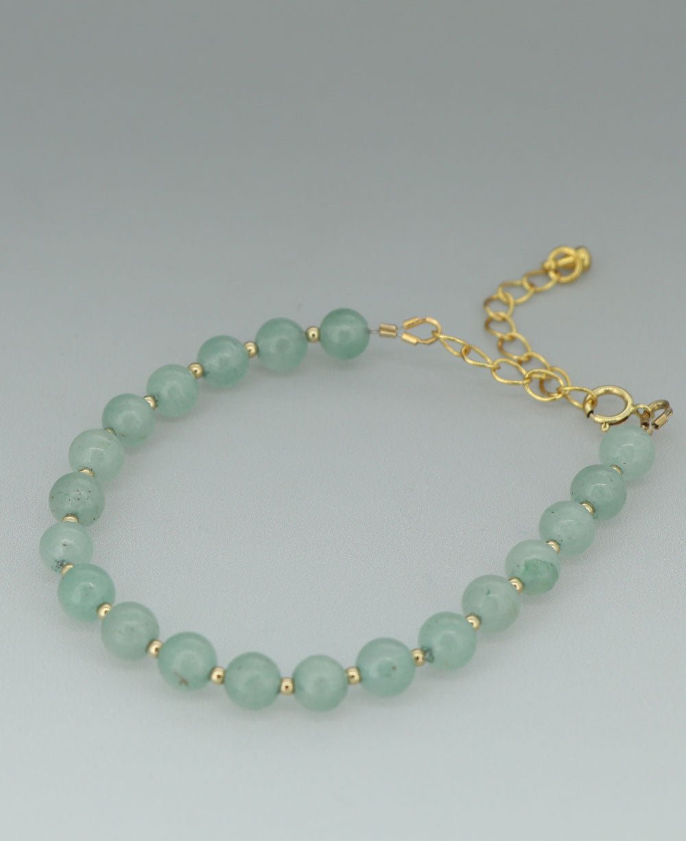 Gemstone Wrist Mala Bracelet, 20 Beads - Bracelets Green Aventurine