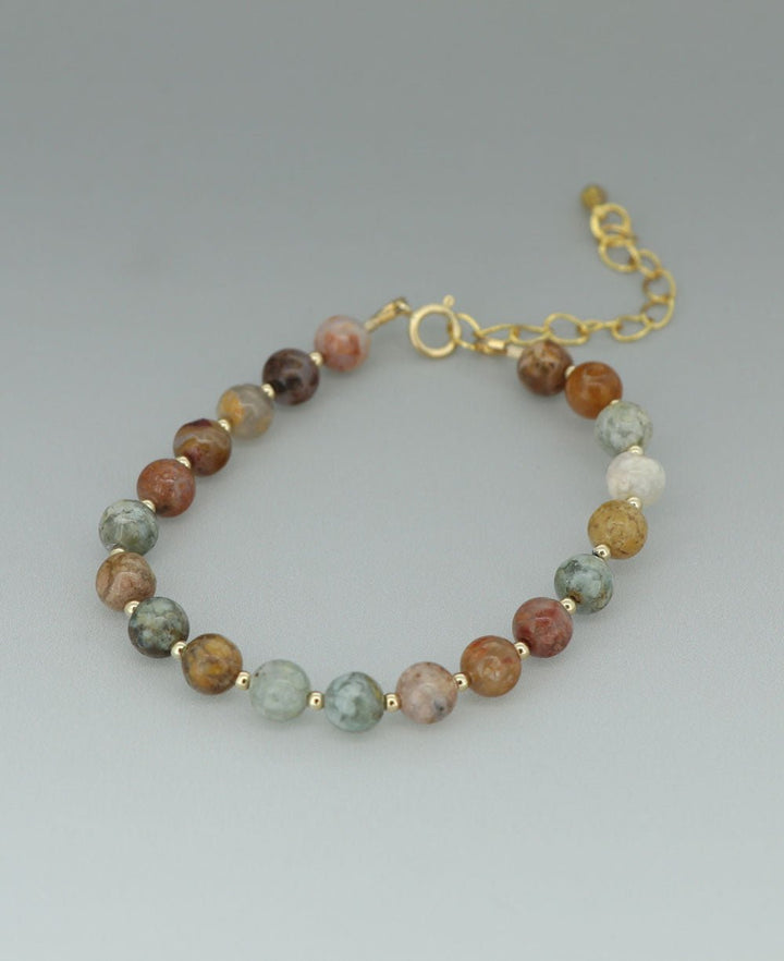 Gemstone Wrist Mala Bracelet, 20 Beads - Bracelets Ocean Agate