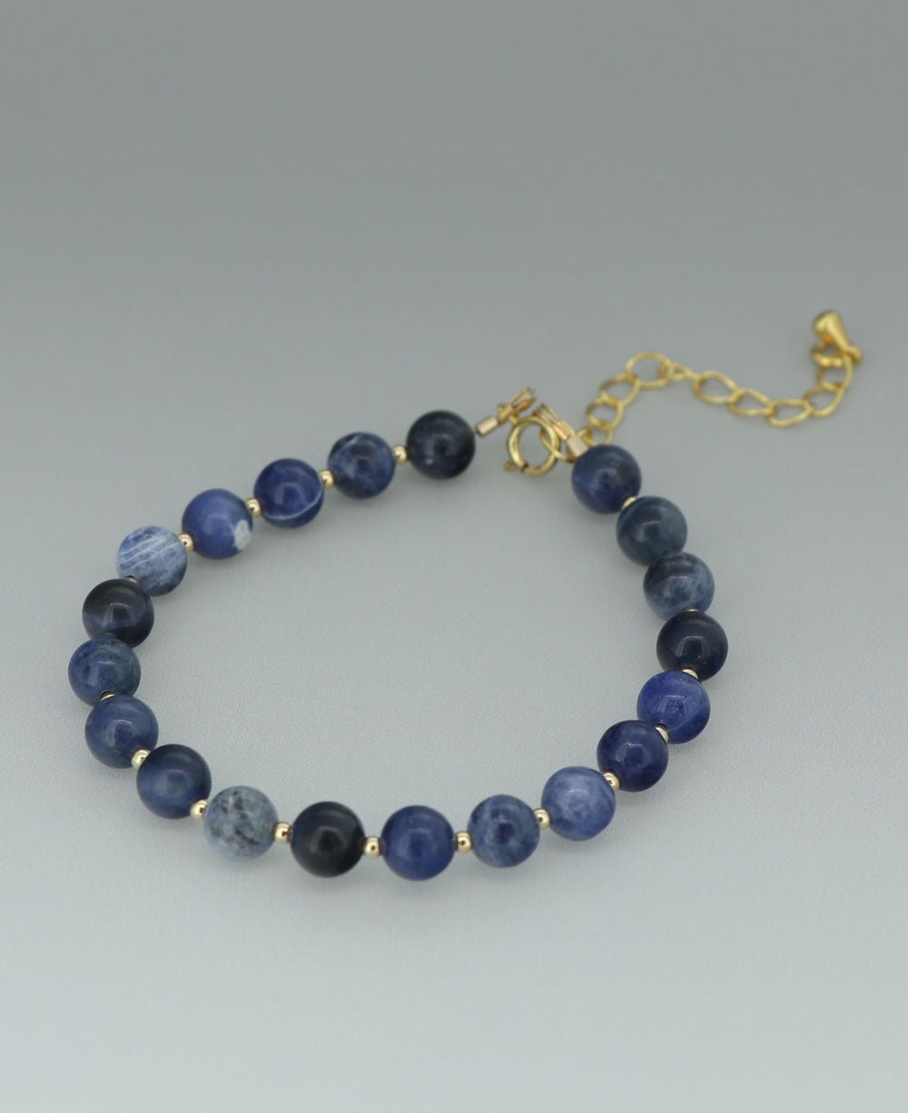 Gemstone Wrist Mala Bracelet, 20 Beads - Bracelets Sodalite