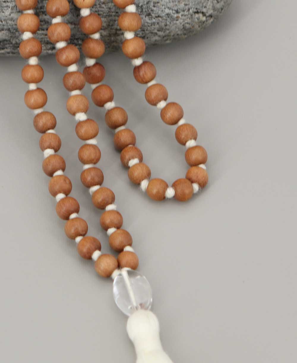 Gentle Sandalwood Beads Meditation Mala, Knotted - Prayer Beads