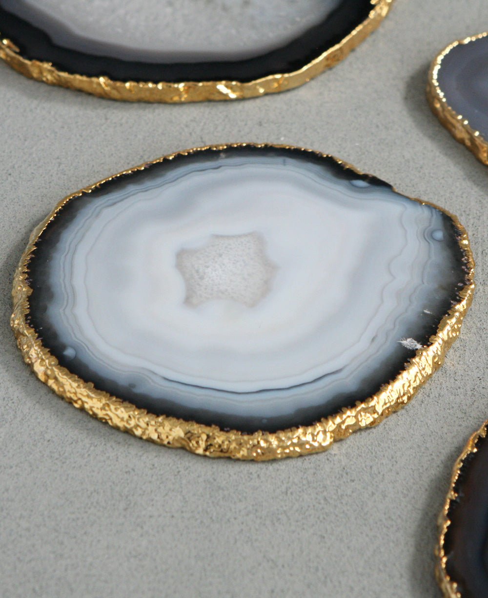 Gilded Agate Slice Gemstone Coasters, Set of 4 -