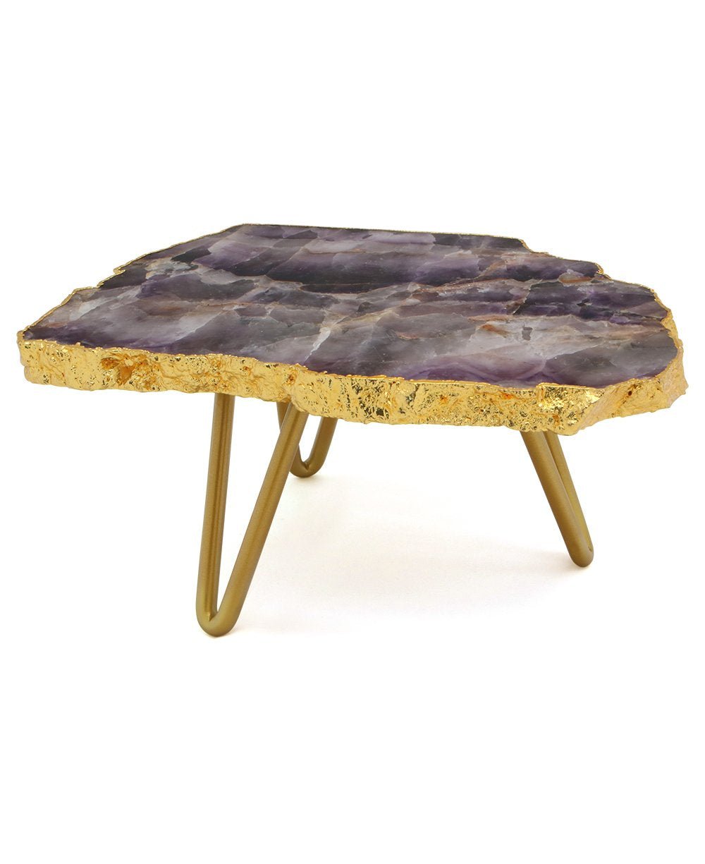 Gilded Gemstone Cake Stand - Decor Amethyst