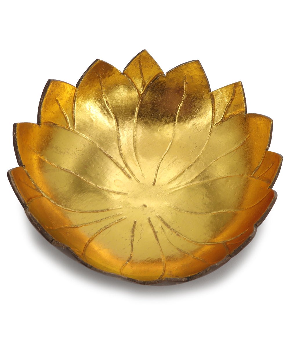 Gilded Lotus Shaped Coconut Decorative Bowl - Bowls