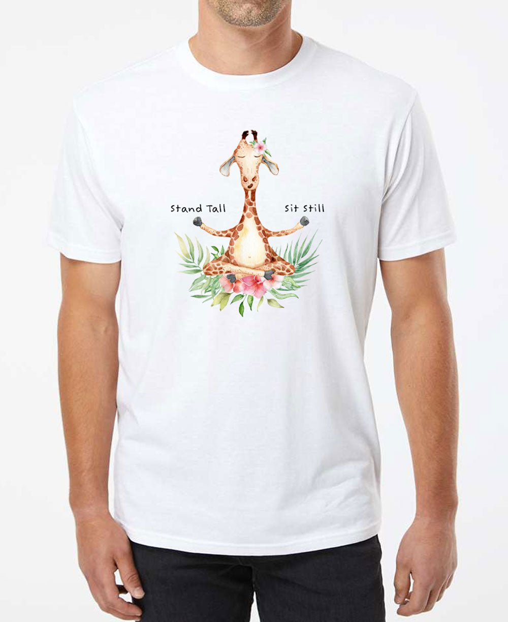 Giraffe Zen-sation Tee: The Stand Tall, Sit Still Men's Recycled T-Shirt - Shirts & Tops S