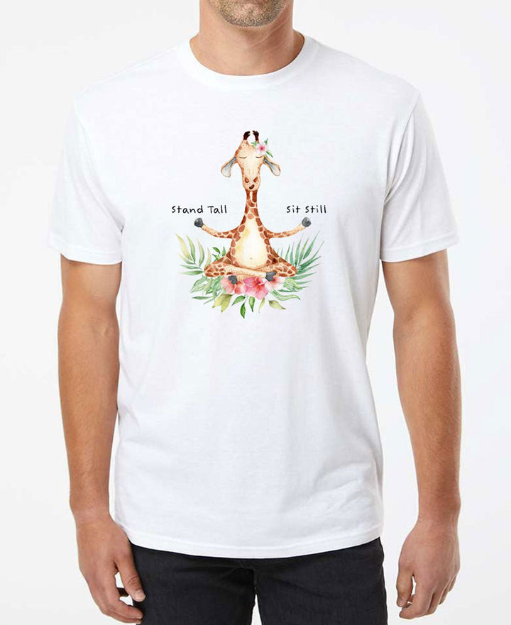 Giraffe Zen-sation Tee: The Stand Tall, Sit Still Men's Recycled T-Shirt - Shirts & Tops S