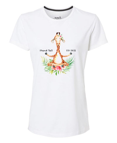 Giraffe Zen-sation Tee: The Stand Tall, Sit Still Women's Recycled T-Shirt - Shirts & Tops S