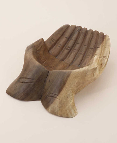 Giving Hands Wooden Statue and Display Bowl - Bowls
