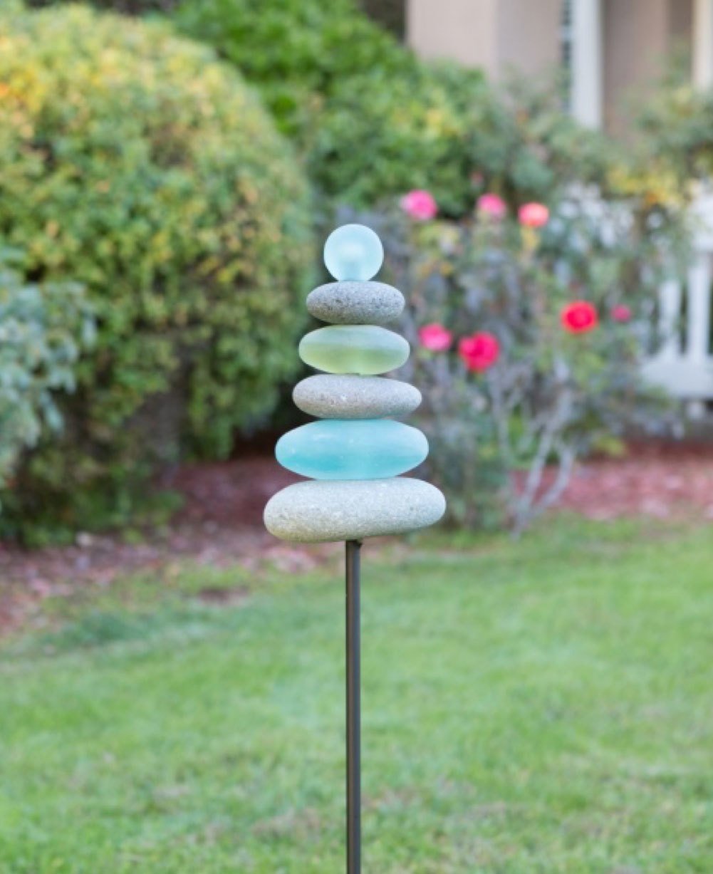 Glass Cairn Decorative Garden Stake, 4 Feet - Home
