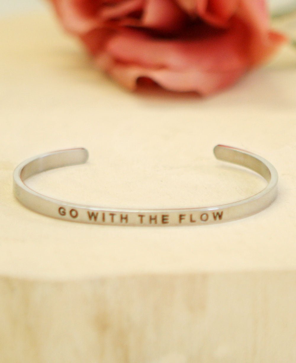 Go With the Flow Inspirational Cuff Bracelet - Bracelets