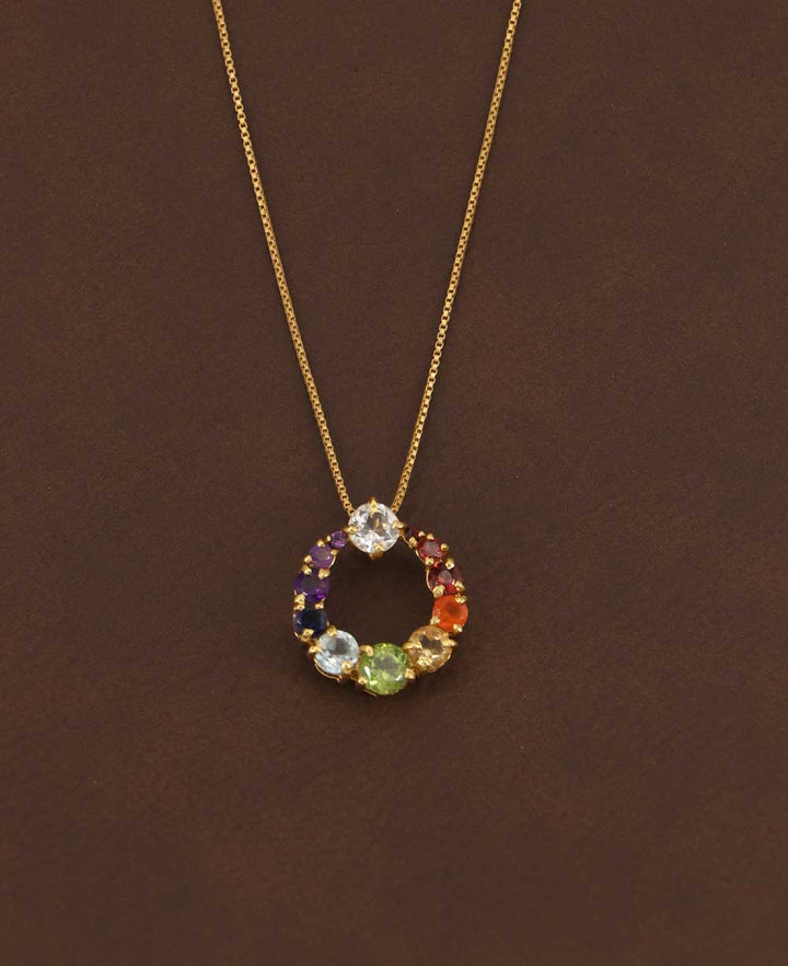 Gold Plated Chakra Circle Pendant Necklace - Necklaces