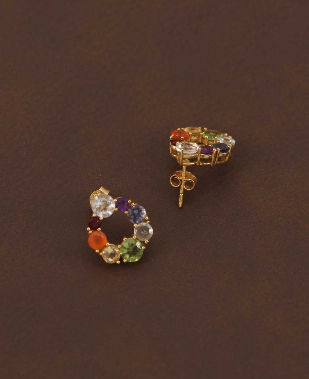 Gold Plated Chakra Gemstone Stud Earrings - Earrings