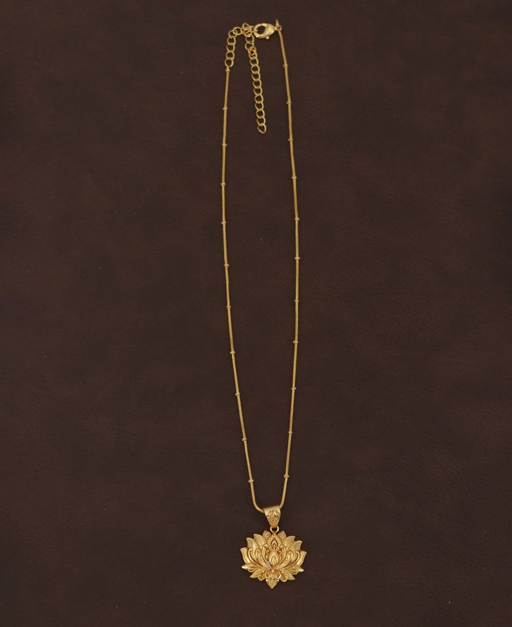Gold Plated Full Bloom Lotus Necklace - Necklaces