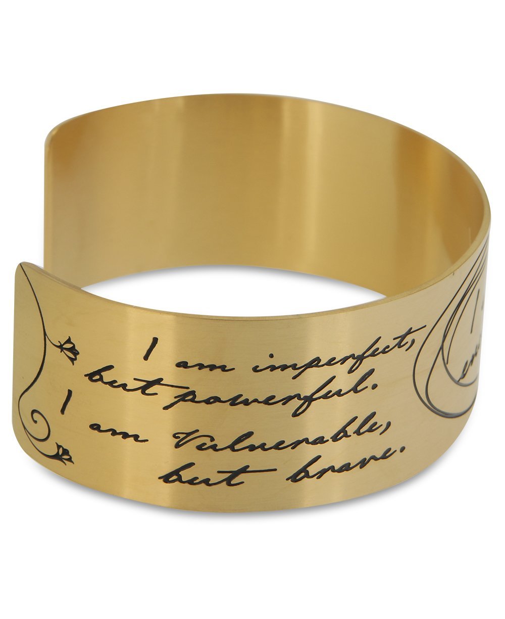 Gold Plated I Am Enough Wide Cuff Bracelet - Bracelets