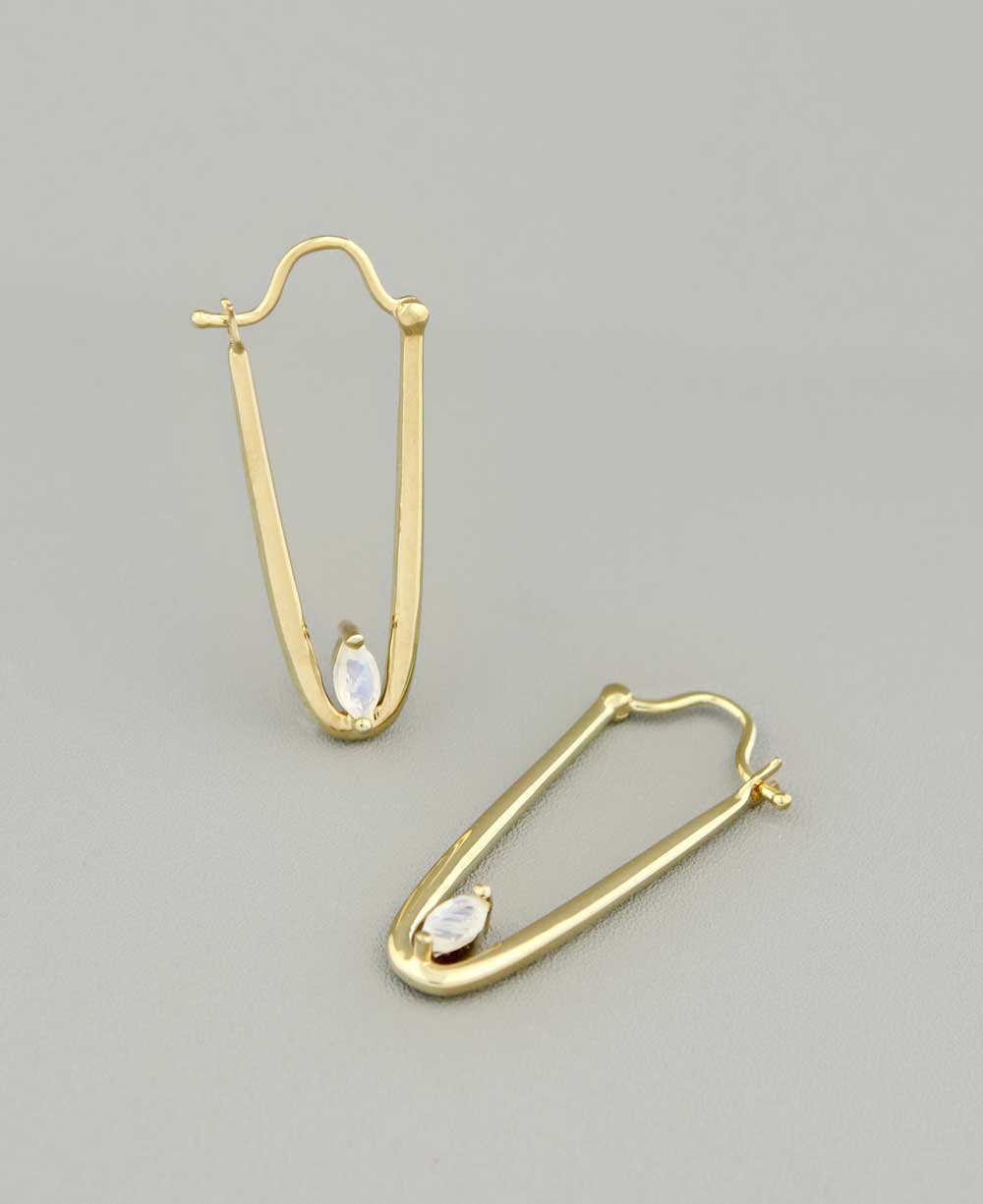 Gold Plated Moonstone Earrings - Earrings