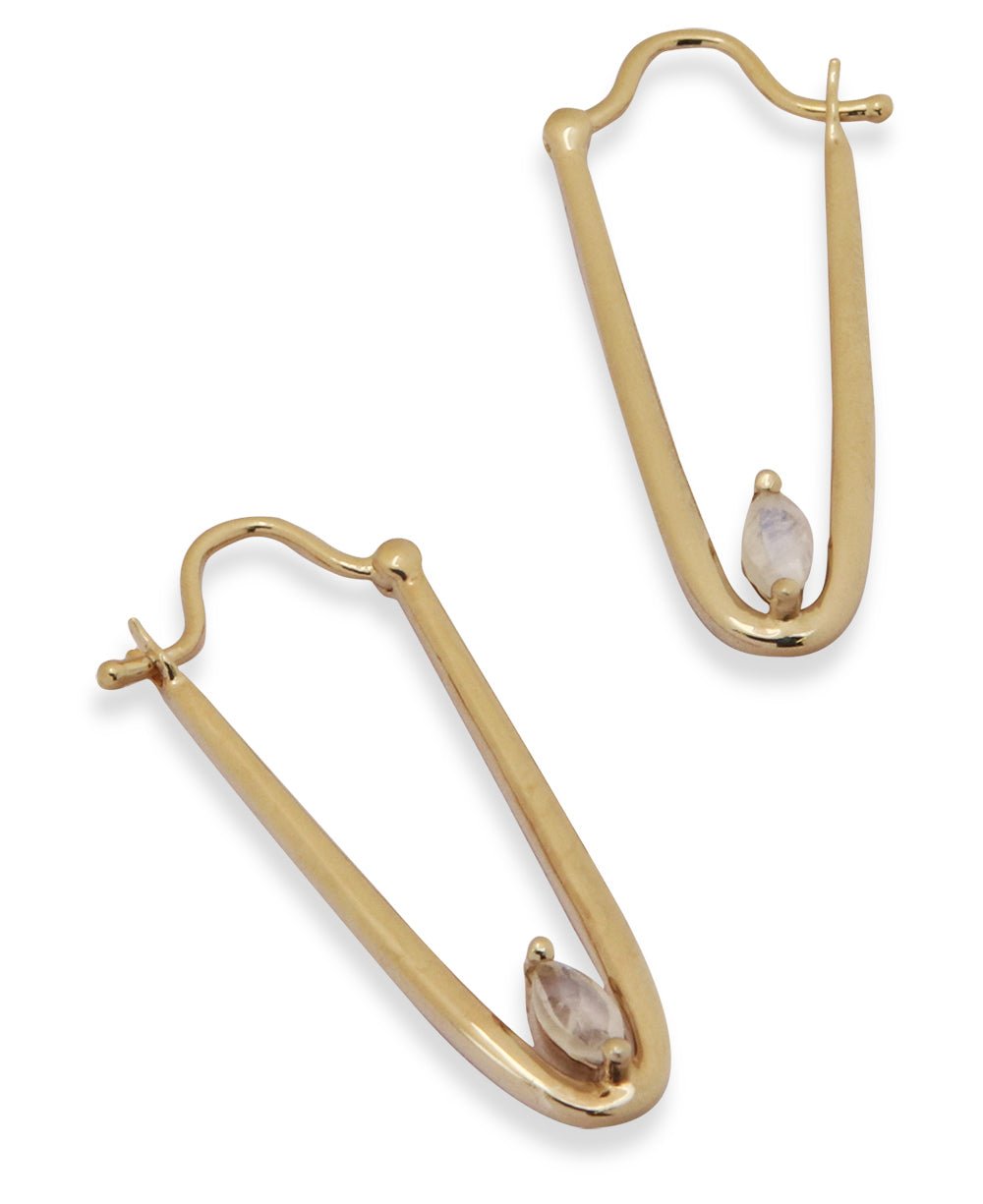 Gold Plated Moonstone Earrings - Earrings