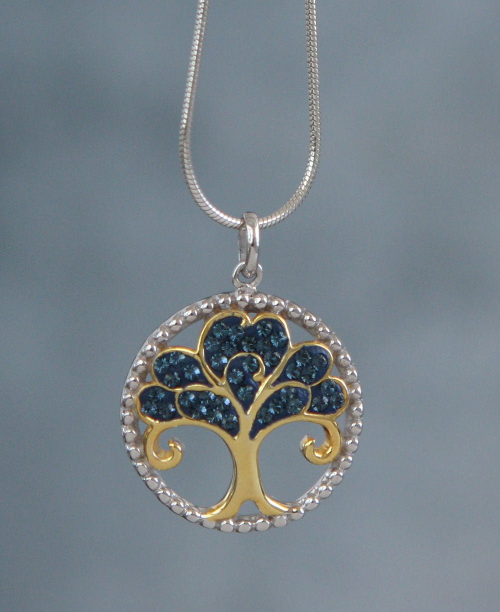 Gold Plated Tree of Life Pendant with Swarovski Crystals - Charms & Pendants