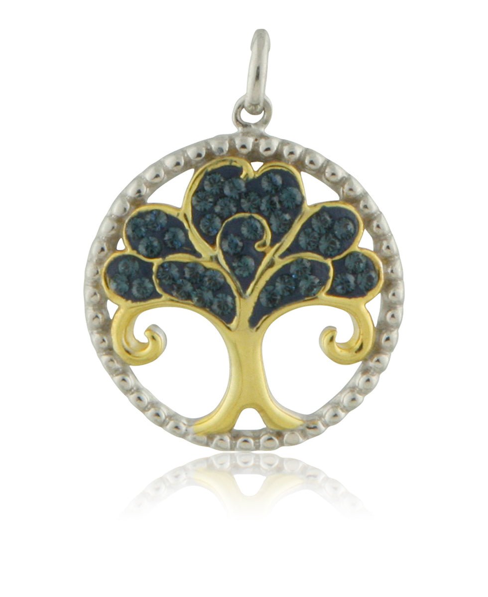Gold Plated Tree of Life Pendant with Swarovski Crystals - Charms & Pendants