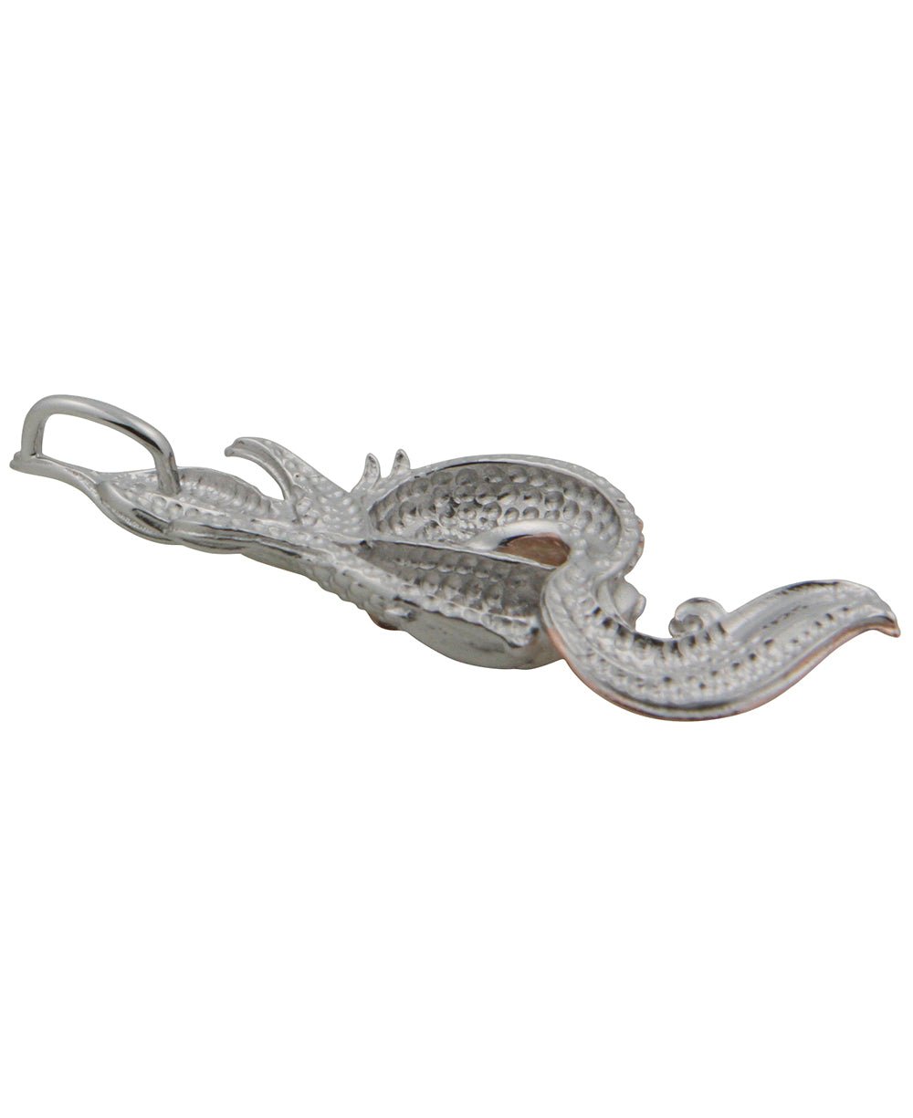 Golden Fish Auspicious Symbol Pendant, Sterling Silver with Rose Gold - Charms & Pendants