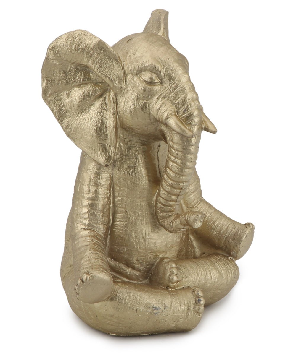 Golden Yoga Elephant Trio: Poses of Devotion - Sculptures & Statues