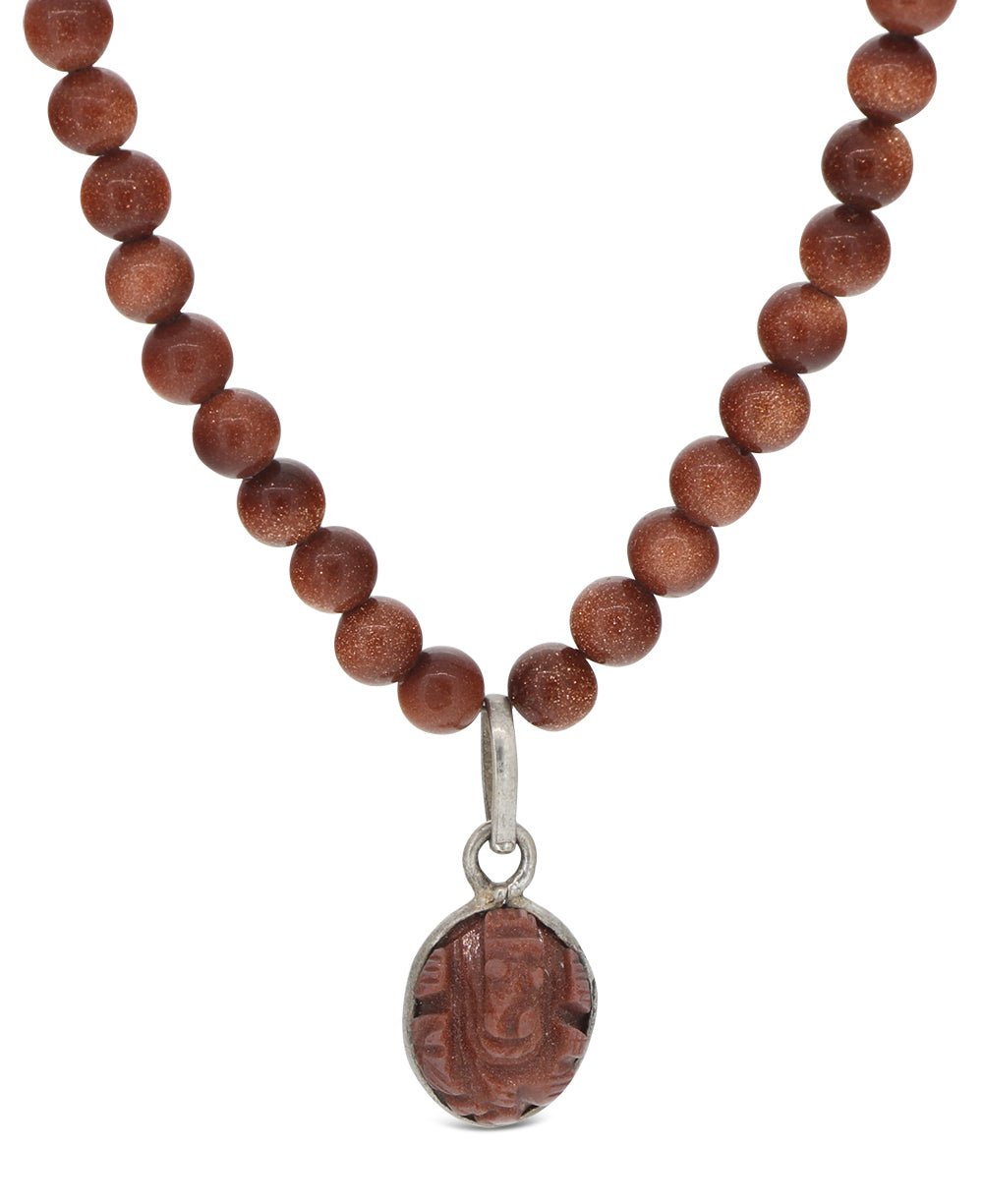 Goldstone Ganesha Pendant Necklace - Necklaces