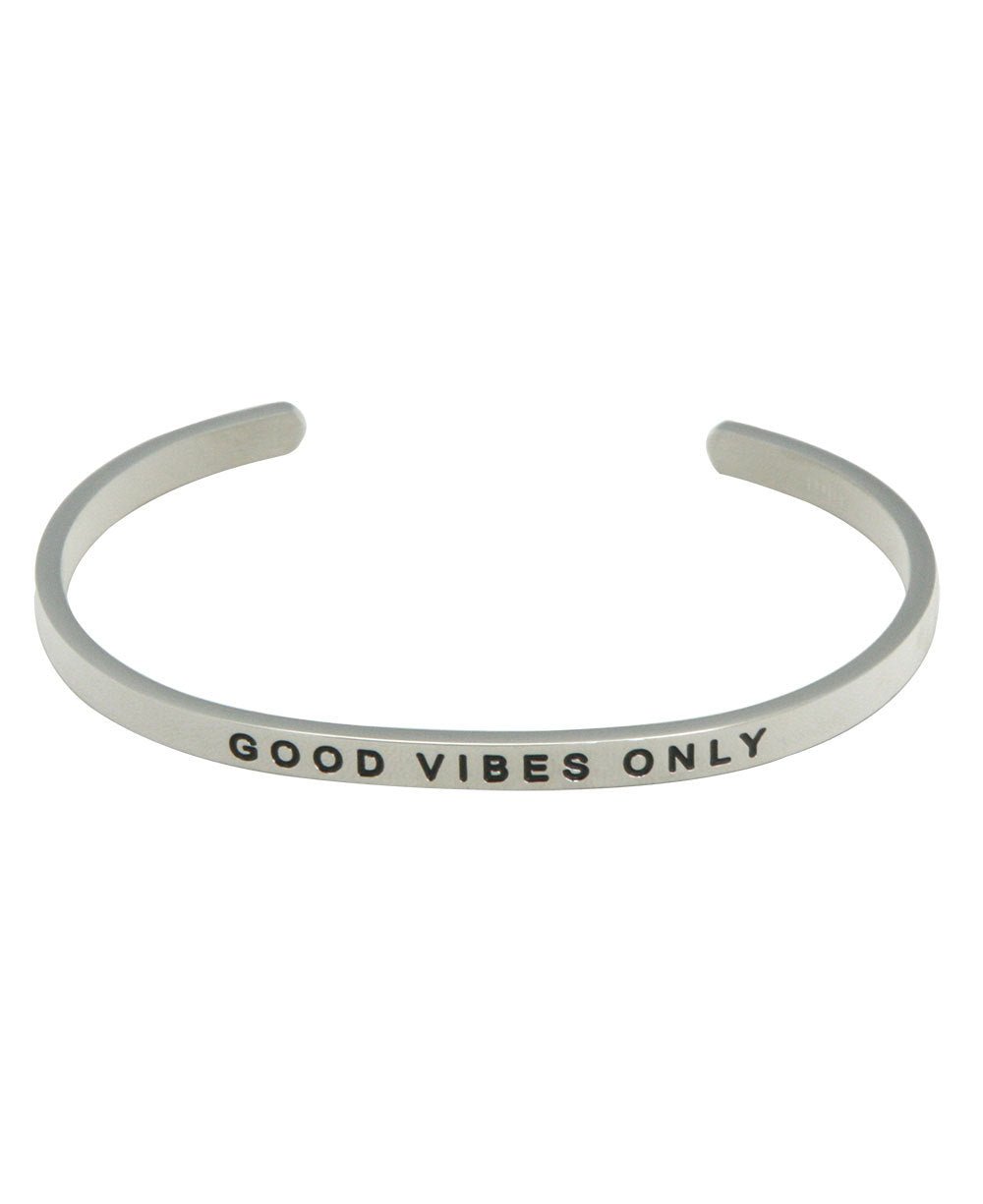 Good Vibes Only Engraved Cuff Bracelet -