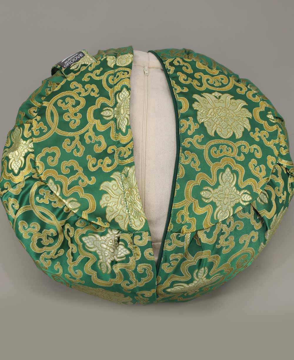 Green Brocade Zafu Meditation Cushion - Massage Cushions