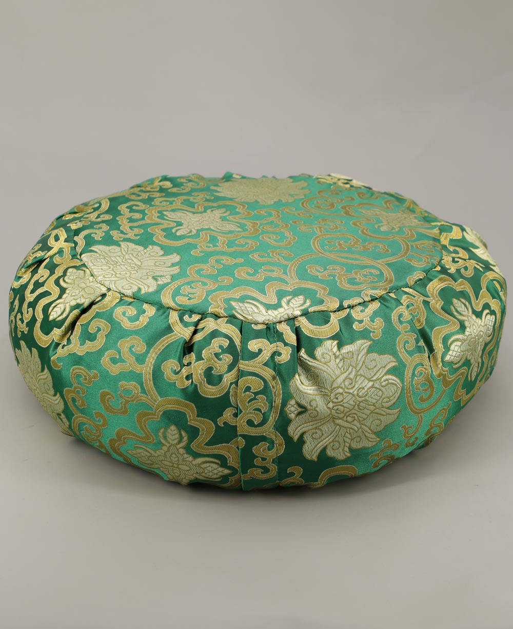 Green Brocade Zafu Meditation Cushion - Massage Cushions