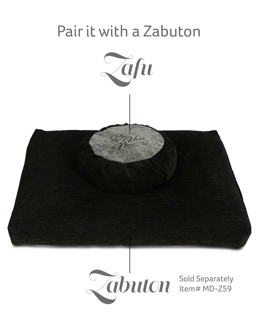 Grey Black Be Here Now Zafu Meditation Cushion - Massage Cushions