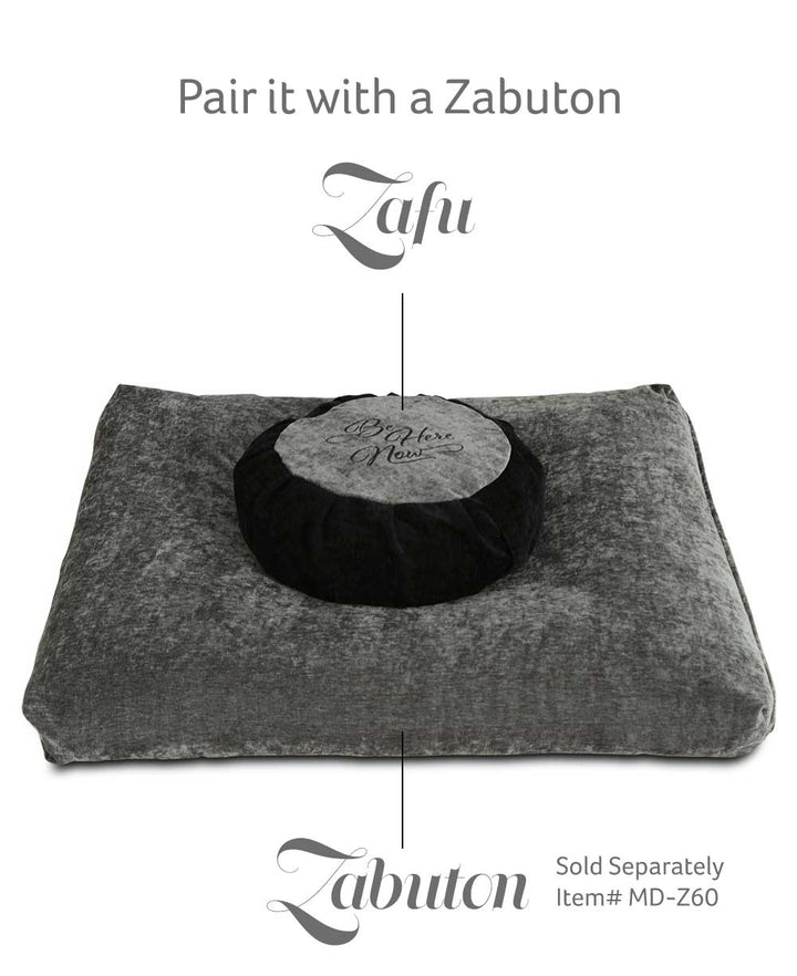 Grey Black Be Here Now Zafu Meditation Cushion - Massage Cushions