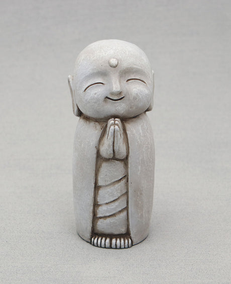 Grey Stone Finish Healing Jizo Statue, 5 Inches - Sculptures & Statues