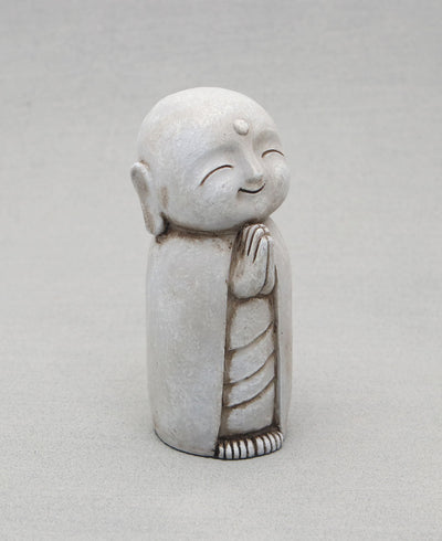 Grey Stone Finish Healing Jizo Statue, 5 Inches - Sculptures & Statues