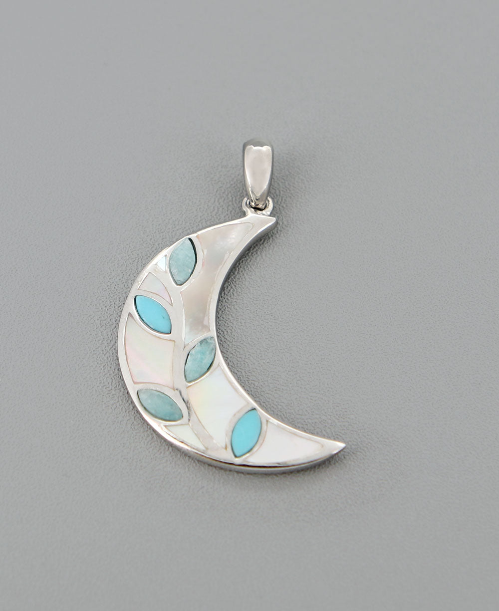 Growth and Change Amazonite and Turquoise Inlay Moon Vine Pendant -