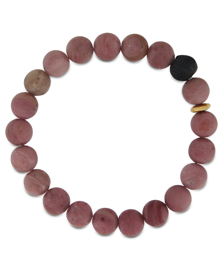Haiti Clay Bead Gemstone Stretch Bracelet - Bracelets Rhodonite