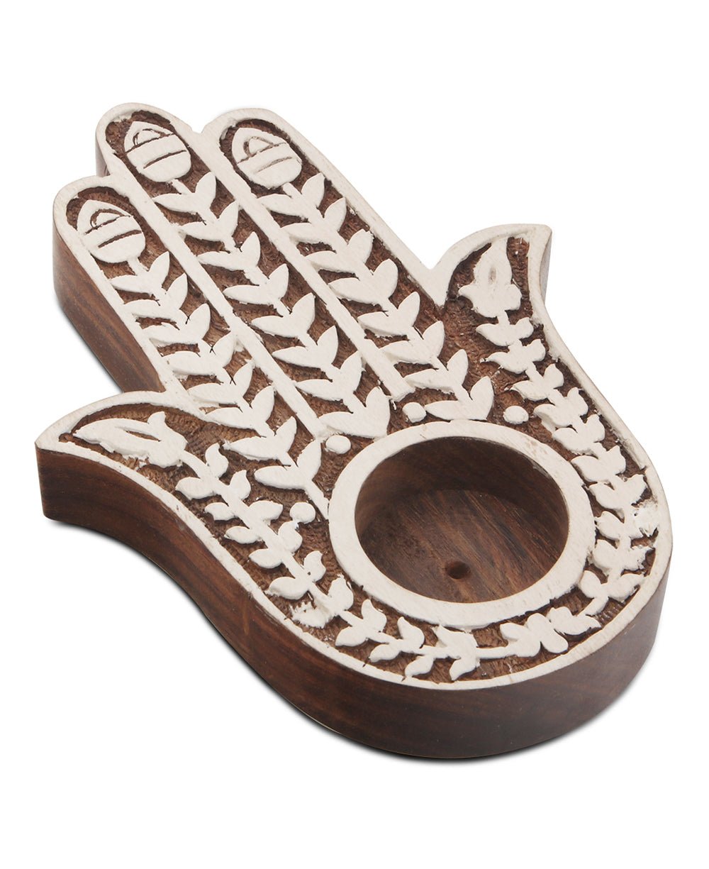 Hamsa Tea light Holder With 8 Floral Tea lights - Candle Holders